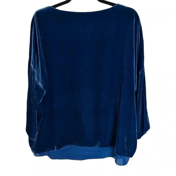 Poetry Silk Blend Teal Velvet Blouse Size 12 - Picture 8 of 8